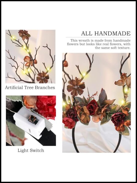 Woodland Deer Antler Headband - Fairy Costume Branch Crown for Halloween